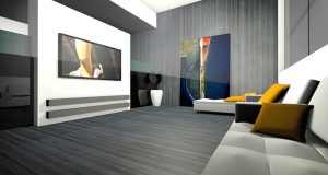 Modernes Wohnzimmer mit Wandtattoo